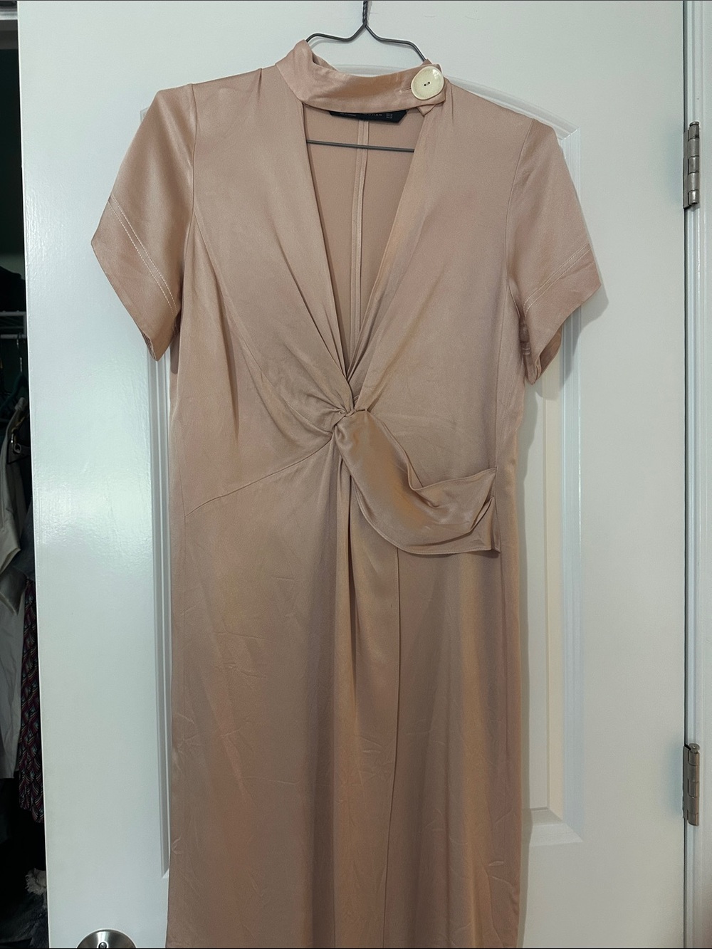 Zara satin blush pink midi dress XS
